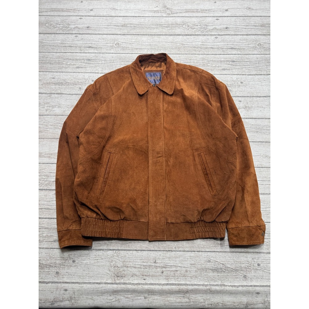 Premier Jacket Men's XL Brown Classic Suede Leather Insulated Bomber Outerwear